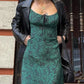 Green vintage mini dress with paisley pattern