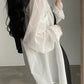 White Classic Sheer Long Sleeve Blouse