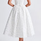 Romanadia Midi Dress - White Floral Print