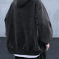 Dark Vintage Oversize Washed Zip Up Hoodie