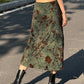 Vintage midi skirt with floral pattern and mesh