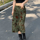 Vintage midi skirt with floral pattern and mesh