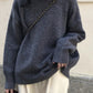 Vintage solid color oversize sweater with crew neck