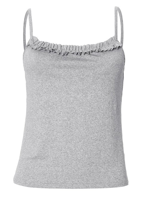 Grey Vintage Square Neck Lace Cami Top