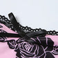 Vintage rose pattern lace trim camisole &amp; mini skirt set