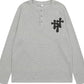 Hip Hop Cross Print Button Front Long Sleeve Top