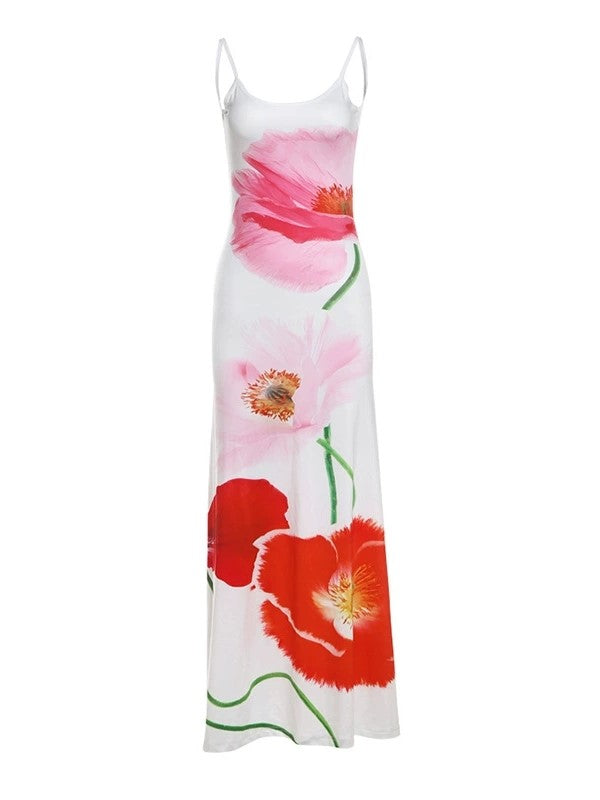 JY Vintage Floral Print Slim Fit Maxi Dress / Vintage Floral Print Slim Fit Maxi Dress