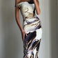 One Shoulder Printed Slim Fit Maxi Dress