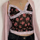 French Rose Pattern Lace Patchwork Cami Top