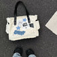 Y2K Large Sticker Canvas Bag with Star Patches