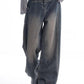 Vintage faded baggy boyfriend jeans with grosgrain detail