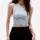 Gray Vintage One Shoulder Slim Sleeveless Top