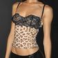 Vintage Leopard Print Lace Patchwork Mesh Cami Top