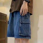 Loose Washed Cargo Denim Shorts