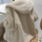 White classic oversize jacket with hood made of imitation lambskin