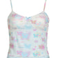 Y2K Butterfly Print Double Layer Mesh Crop Cami Top