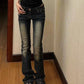 Dark Vintage Washed Low Waist Flared Pants