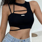 Cyberpunk Cutout Backless Round Neck Crop Cami Top