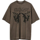 Coffee brown punk vintage men's t-shirt with cherub graphic