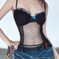 Black Dot Patchwork Transparency Cami Top