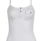 White vintage button front tank top with pocket