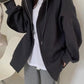 Solid Color Hip Hop Oversized Zipper Hoodie