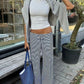 Vintage Striped Drawstring Low Waist Pants