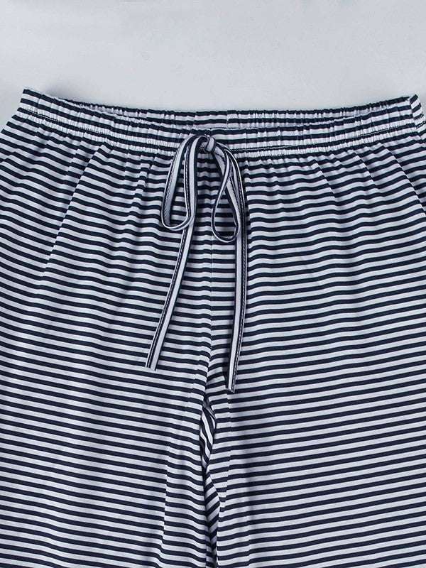 Vintage Striped Drawstring Low Waist Pants