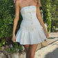 White French Pleated Skirt Mini Dress