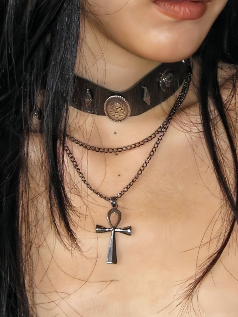 Punk Gothic Cross Choker Necklace