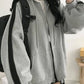 Gray Retro Oversized Zipper Hoodie