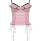 Pink Vintage Lace Up Bow Mesh Cami Top 