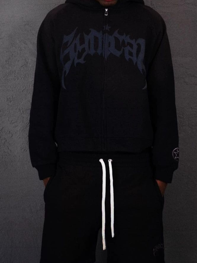 Punk Gothic oversize hoodie with wash effect and letter print