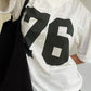 Contrast Colors Retro Sporty Oversized Short Sleeve Shirt with V Neck