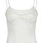 White Lace Bow Splicing Cami Top