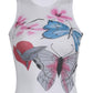 Vintage Floral &amp; Butterfly Pattern Slim Fit Tank Top