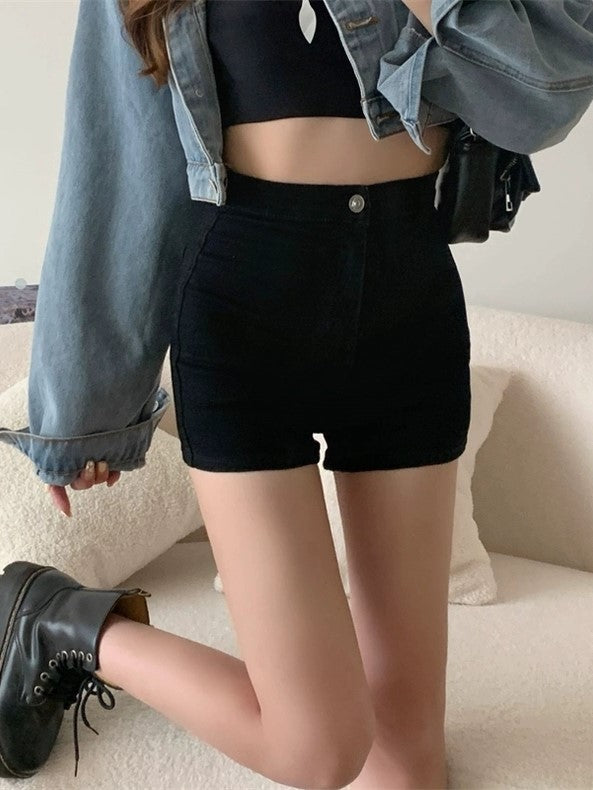 Black Classic Skinny High Waisted Denim Shorts