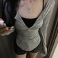 Vintage Transparent Slim Cami Top &amp; Long Sleeve Shirt Set