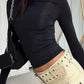 Classic Solid Color Long Sleeve Stretch Basic Crop Top