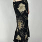 Vintage Floral Print Low Waist Maxi Skirt