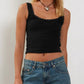 Solid Y2K Lace Knit Tank Top