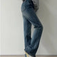 Blue Vintage Versatile Slim Flared Pants with High Waist