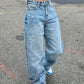 2000s Y2k Blue Straight Leg Boyfriend Jeans with Wash Effect