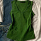 Green Vintage V Neck Sleeveless Tank Top