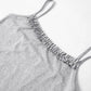 Grey Vintage Square Neck Lace Cami Top