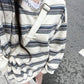 White Vintage Plus Size Stripe Long Sleeve Sweatshirt