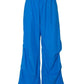 Blue Retro High Waist Wide Leg Cargo Pants