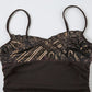 Brown Vintage Printed Ruffle Hem Cami Top