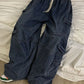 Blue punk baggy cargo pants with washed effect