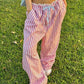 Striped lace patchwork drawstring pants